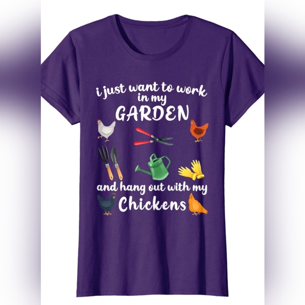 Ladies Purple Chicken Garden Shirt Size Medium